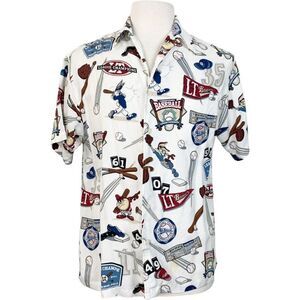 Vintage 90s WB Looney Tunes Shirt Small Baseball Button Front Bugs Taz 1999